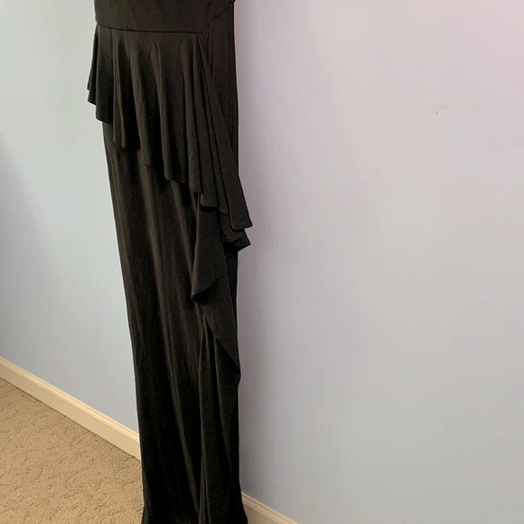 Rickie freeman for Teri Jon size 10 black formal maxi gown dress size ruffle - Picture 2 of 10